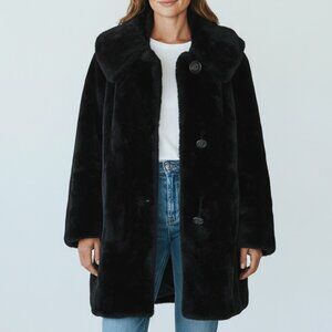 Vintage 50s Brown Faux Fur Coat Hollywood Retro Glam Mob Wife Retro Chic‎ Sz L